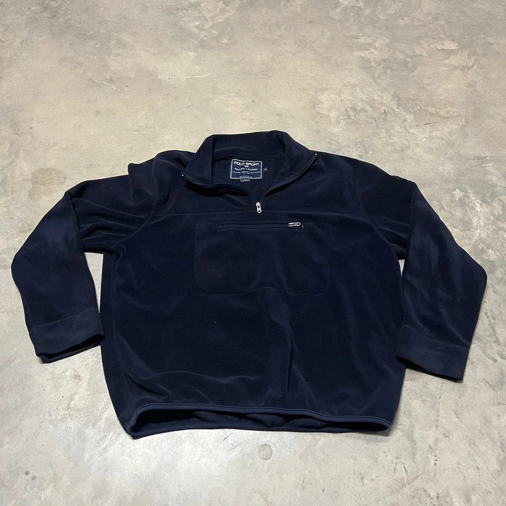 Polo Sport Ralph Lauren Mens Navy Blue Quarter Zip Fleece Pullover XL K-52